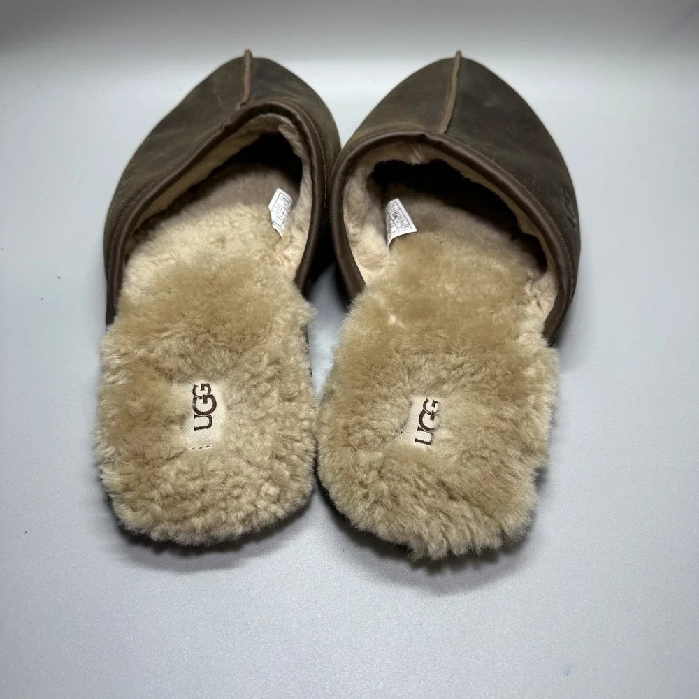 UGG SCUFF MEN SLIPPERS LEATHER‎ Brown US 14 /UK 13  /EU 48.5
